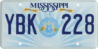 MS license plate YBK228