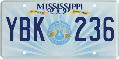 MS license plate YBK236