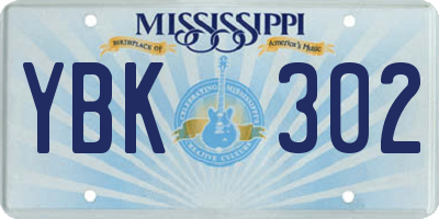MS license plate YBK302