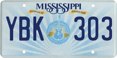 MS license plate YBK303