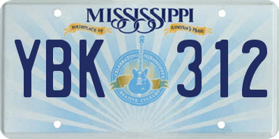 MS license plate YBK312