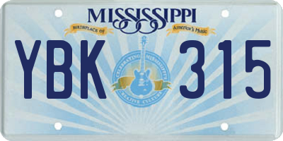 MS license plate YBK315