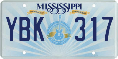 MS license plate YBK317