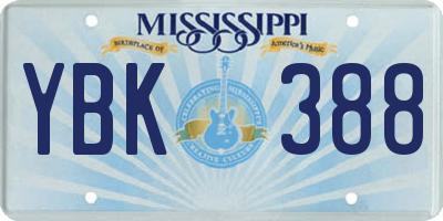 MS license plate YBK388