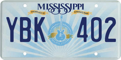 MS license plate YBK402