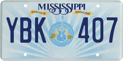 MS license plate YBK407