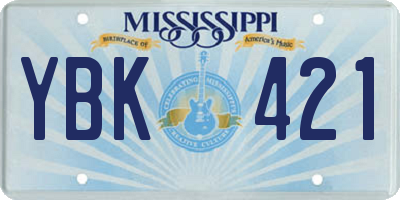 MS license plate YBK421