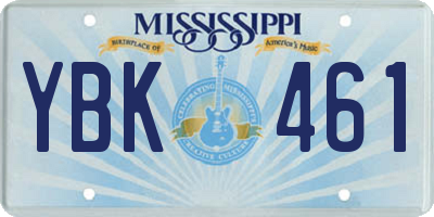 MS license plate YBK461