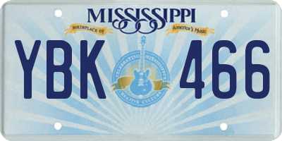 MS license plate YBK466