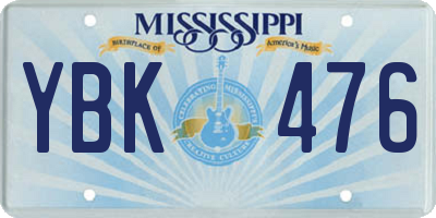 MS license plate YBK476