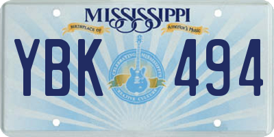 MS license plate YBK494