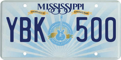 MS license plate YBK500
