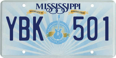MS license plate YBK501