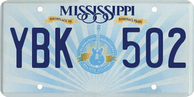 MS license plate YBK502