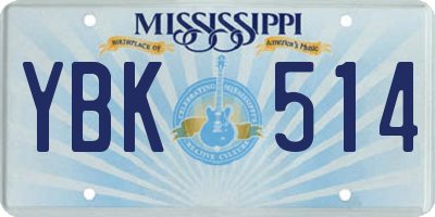 MS license plate YBK514