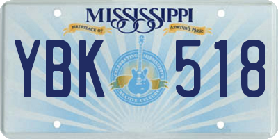 MS license plate YBK518