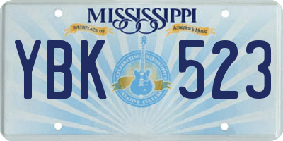 MS license plate YBK523