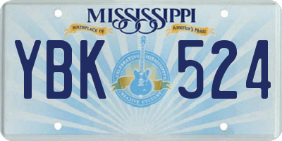 MS license plate YBK524