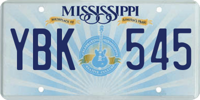 MS license plate YBK545