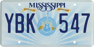 MS license plate YBK547
