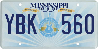 MS license plate YBK560
