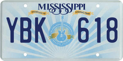 MS license plate YBK618