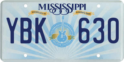 MS license plate YBK630