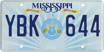 MS license plate YBK644
