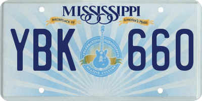 MS license plate YBK660