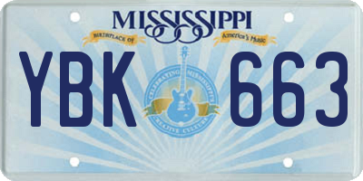 MS license plate YBK663