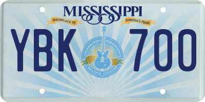 MS license plate YBK700