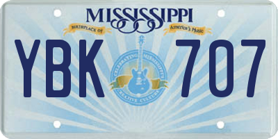 MS license plate YBK707