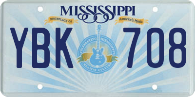 MS license plate YBK708