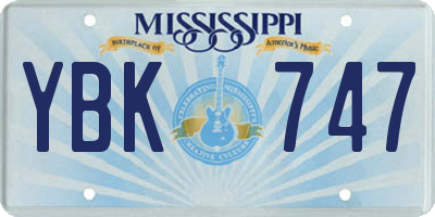 MS license plate YBK747