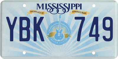 MS license plate YBK749