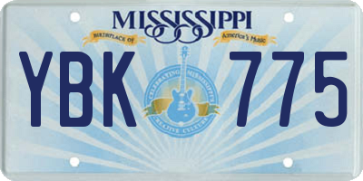 MS license plate YBK775