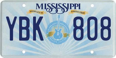 MS license plate YBK808