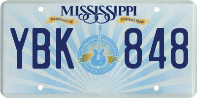 MS license plate YBK848