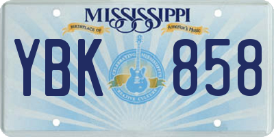 MS license plate YBK858