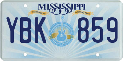 MS license plate YBK859