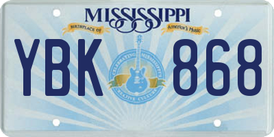 MS license plate YBK868