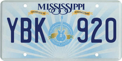 MS license plate YBK920