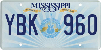 MS license plate YBK960