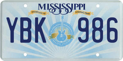 MS license plate YBK986