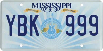 MS license plate YBK999