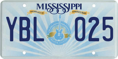 MS license plate YBL025