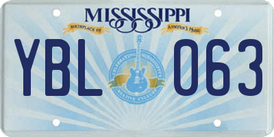 MS license plate YBL063