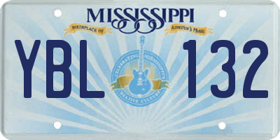 MS license plate YBL132