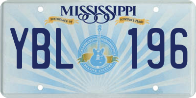 MS license plate YBL196