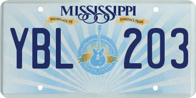 MS license plate YBL203